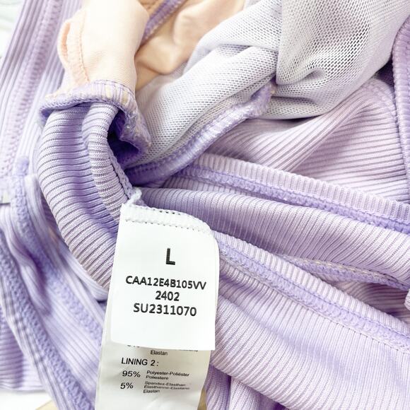 Cupshe Women's Lilac Purple Ribbed Cutout Design One Piece Swimsuit Size Large - Picture 7 of 7